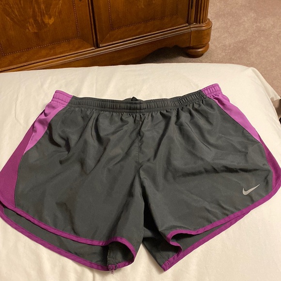 Nike Pants - Nike Women's Tempo Running Shorts Dark Gray / Purple on side.  Size M  Dri Fit